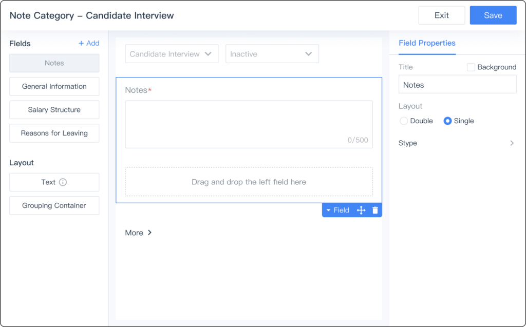 Help you do candidate relationship management better. Customize note types and forms to fit business scenarios with Gllue CRM. Notes are crucial for implementing business SOPs, with key business scenarios like candidate calls, consultant interviews, BD calls, and client visits all recorded through notes and automatically included in the KPI report. When adding a new note, you can also update the candidate's status and complete missing fields to ensure data integrity.