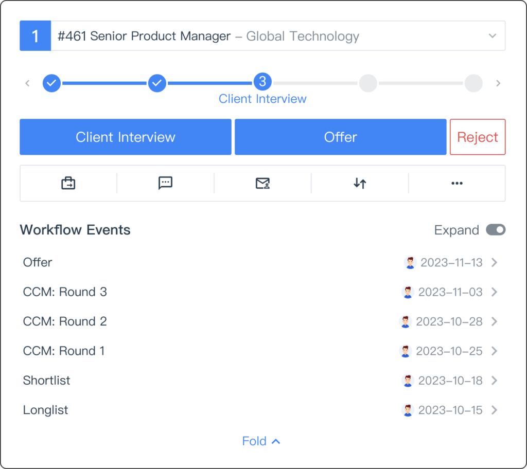 Applicant Tracking System-Our Pipeline management system, refined over many years, ensures ease of use for consultants while offering robust customization capabilities.